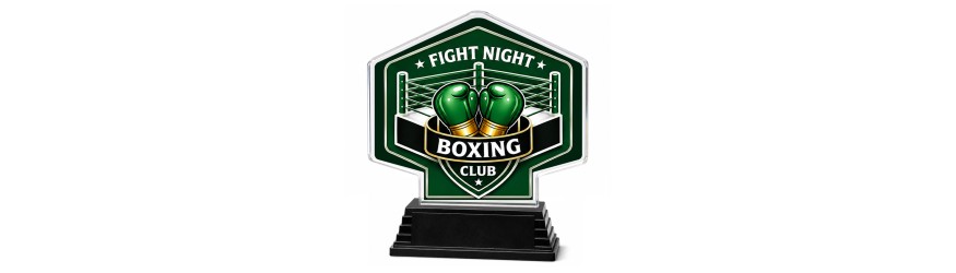 **SPECIAL BUY** CLICK AND GO CUSTOM BOXING RING TROPHY - 17CM - 23CM - AVAILABLE IN 5 COLOURS